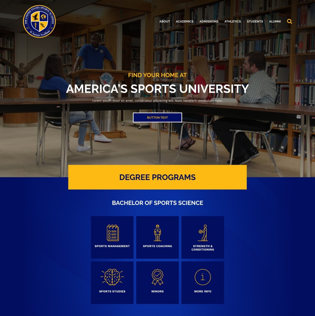United States Sports Academy Website&nbsp;Redesign